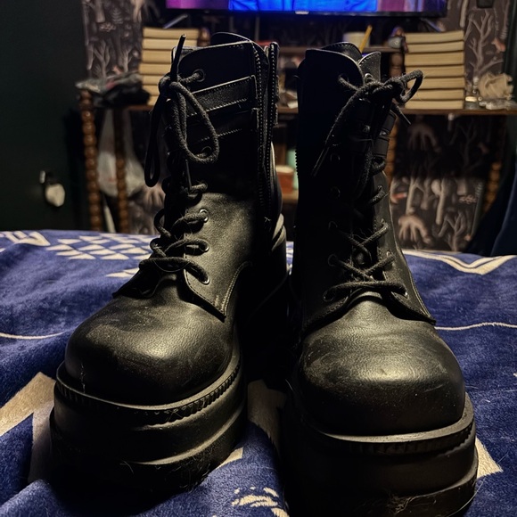 Demonia Black Platform Boots - Picture 2 of 6